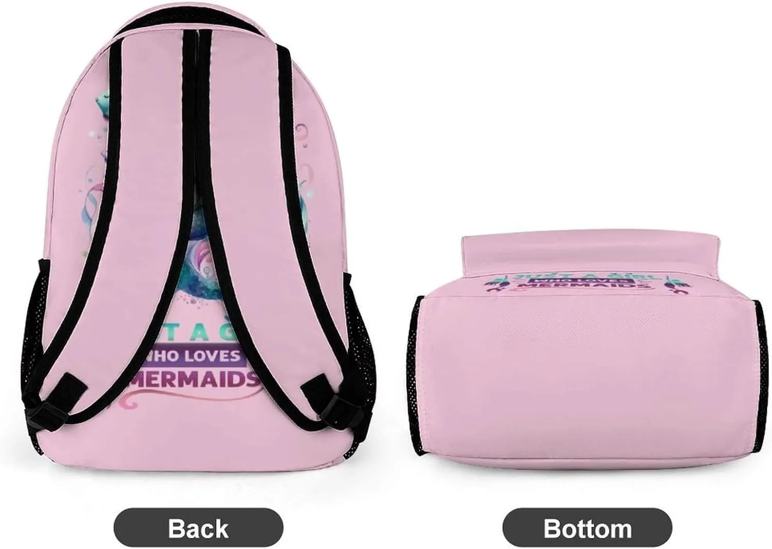 Mermaid School Backpack for Kids Girls Boys, 16 Inch Cute Mermaids Themed Bookbag, Personality School Backpack for Students Children, Lightweight, Large Capacity