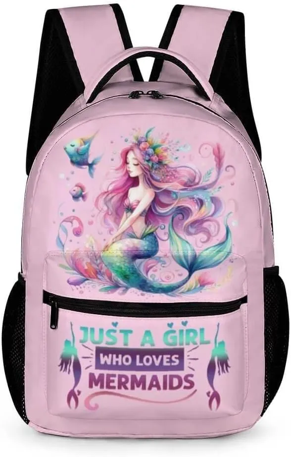 Mermaid School Backpack for Kids Girls Boys, 16 Inch Cute Mermaids Themed Bookbag, Personality School Backpack for Students Children, Lightweight, Large Capacity