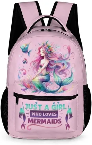 Mermaid School Backpack for Kids Girls Boys, 16 Inch Cute Mermaids Themed Bookbag, Personality School Backpack for Students Children, Lightweight, Large Capacity