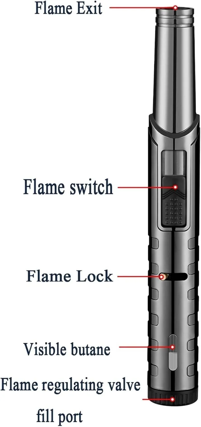 Metal Lighter with Visible Butane Window, Windproof and Adjustable Flame, Butane refillable, Lightweight and Easy to Carry, an Essential Tool for Camping, Allowing You to Enjoy a Worry-fr