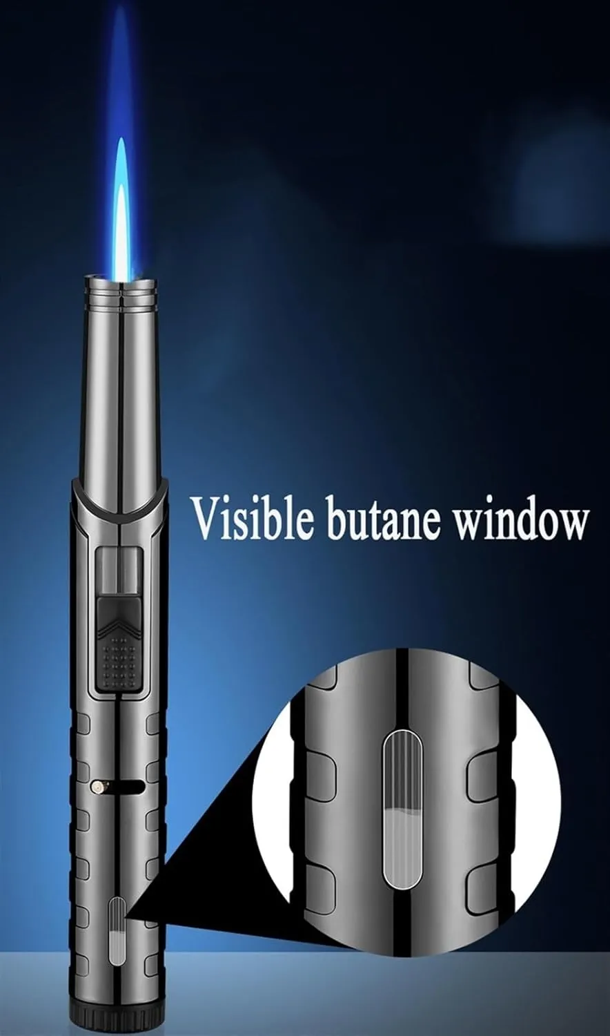 Metal Lighter with Visible Butane Window, Windproof and Adjustable Flame, Butane refillable, Lightweight and Easy to Carry, an Essential Tool for Camping, Allowing You to Enjoy a Worry-fr
