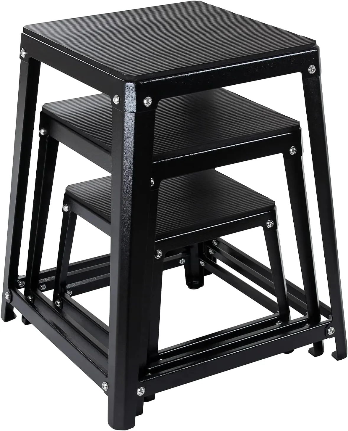 Metal Plyometric Jumping Box, Steel Fitness Exercise Jump Platforms Box for Conditioning Strength and Agility Training, 12 Inch Anti-Slip Workout Step Up Box for Home Gym