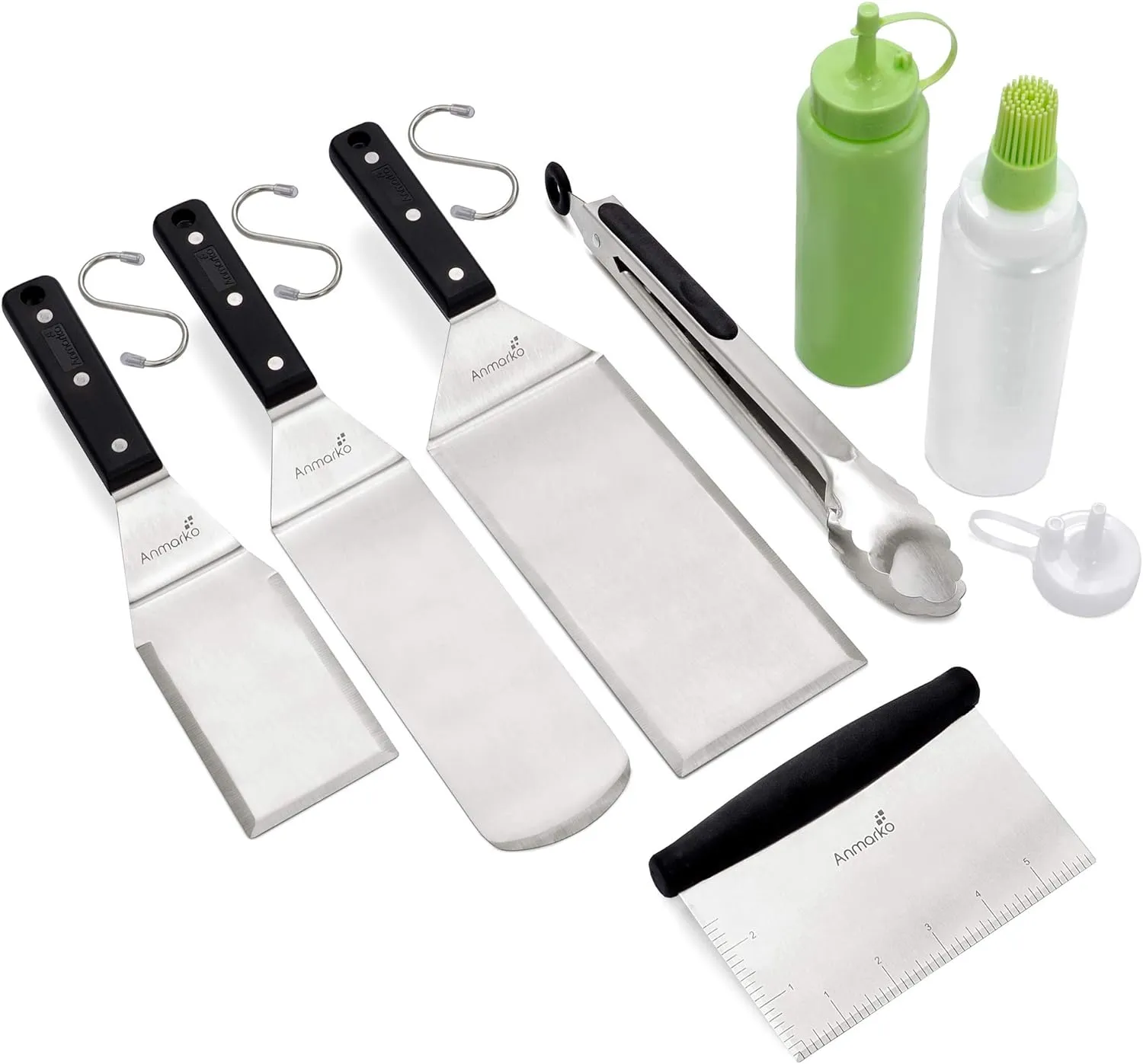 Metal Spatula Set - Griddle Accessories kit - Grill Flat Spatula Pancake Flipper Hamburger Turner - Metal Utensil great for BBQ Grill Flat Top - Cast Iron Griddle Accessories - Commercial Grade