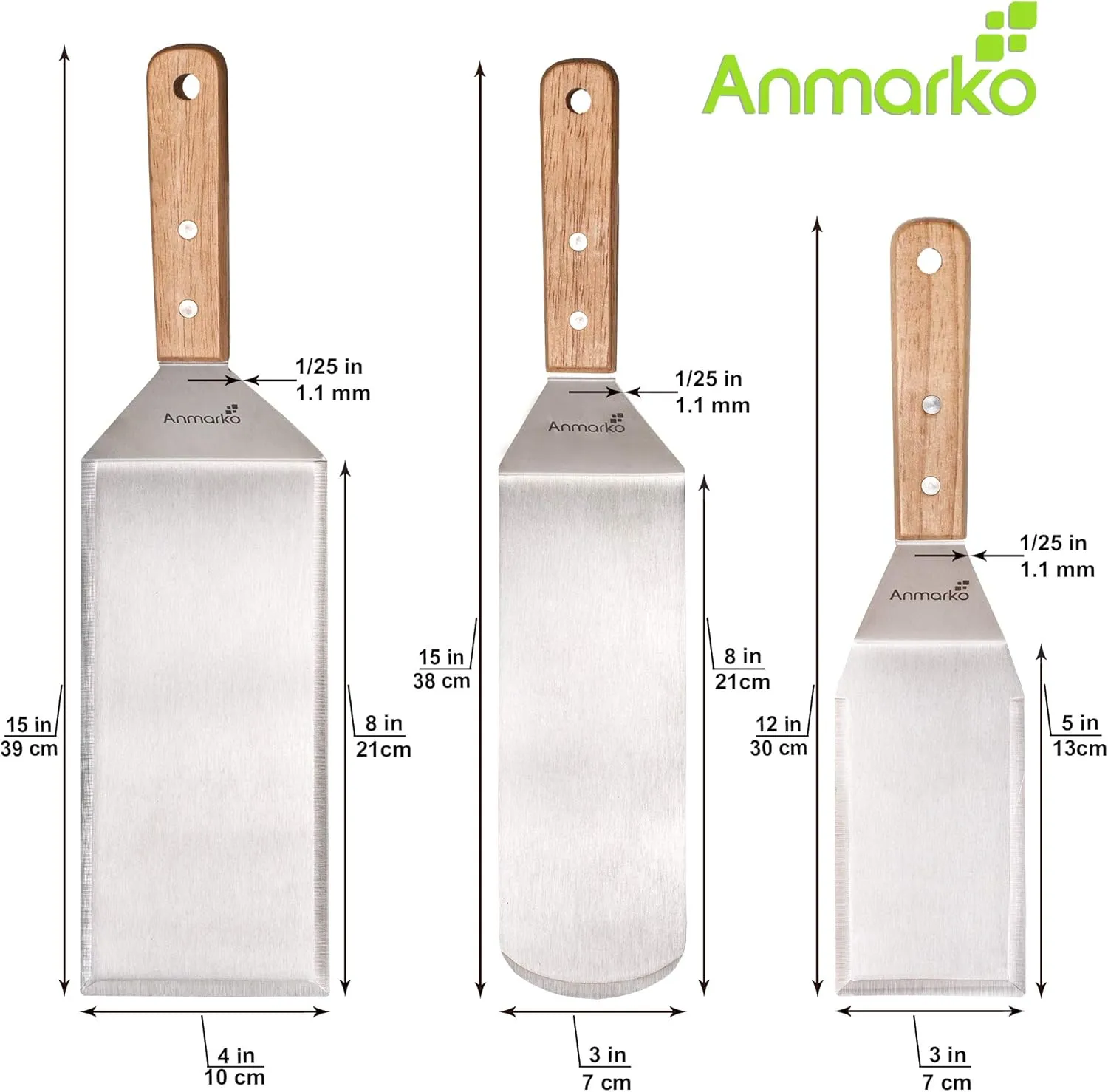 Metal Spatula Set Stainless Steel Hamburger Turner Griddle Flipper Scraper for BBQ Grill Flat Top