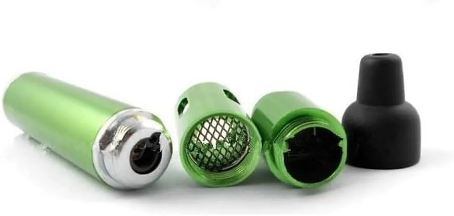 Metal Tobacco Pipe Aroma Lighter with Volcanic Rock,Multi-Purpose Portable Handheld All-in-One Tube Built-in Detachable Refillable Butane Pipe Lighter for Camping Outdoor BBQ Hiking(Green)
