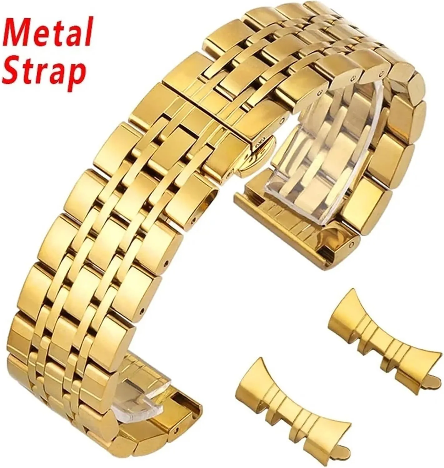 Metal Watch Strap Men Women 18mm 20mm 22mm Watch Sports Stainless Steel Belt Steel Watch Strap Quick Release Watch Strap Watch Bracelet Wristband(Gold,12mm)