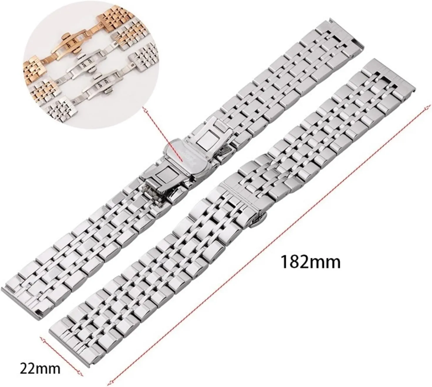 Metal Watch Strap Men Women 18mm 20mm 22mm Watch Sports Stainless Steel Belt Steel Watch Strap Quick Release Watch Strap Watch Bracelet Wristband(Gold,12mm)