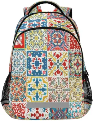 Mexican Ceramic Tile Pattern Design Waterproof Backpack - Casual Outdoor Sports Daypack with Ergonomic Shoulder Straps#27