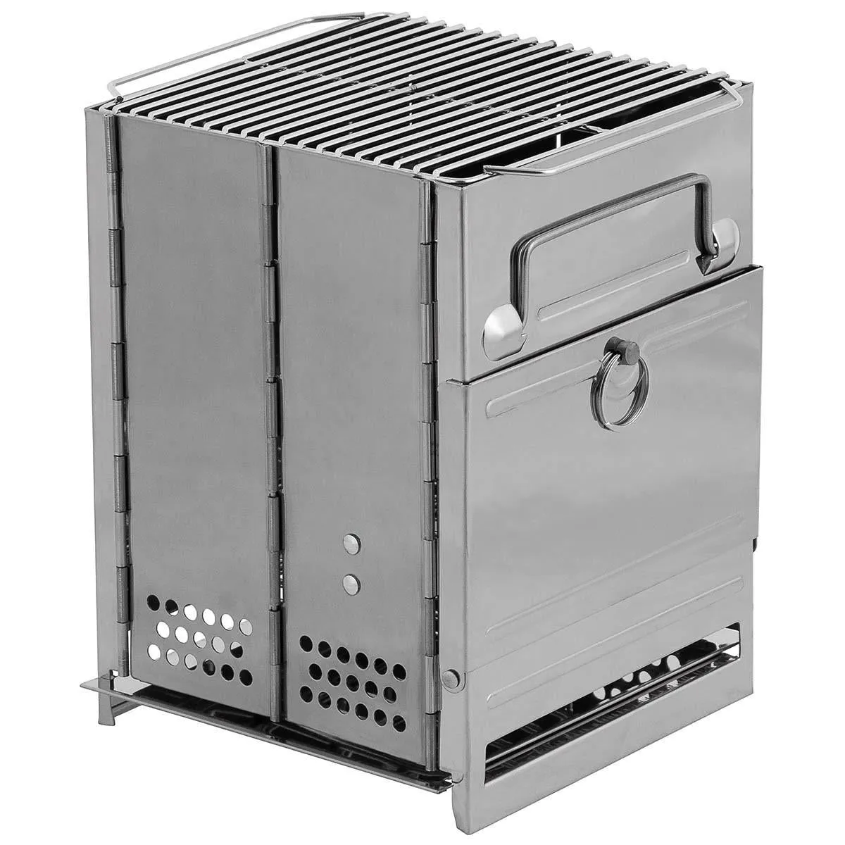 MFH rocket stove stainless foldable BBQ grate camping grill outdoor BBQ cookware