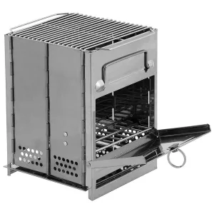 MFH rocket stove stainless foldable BBQ grate camping grill outdoor BBQ cookware