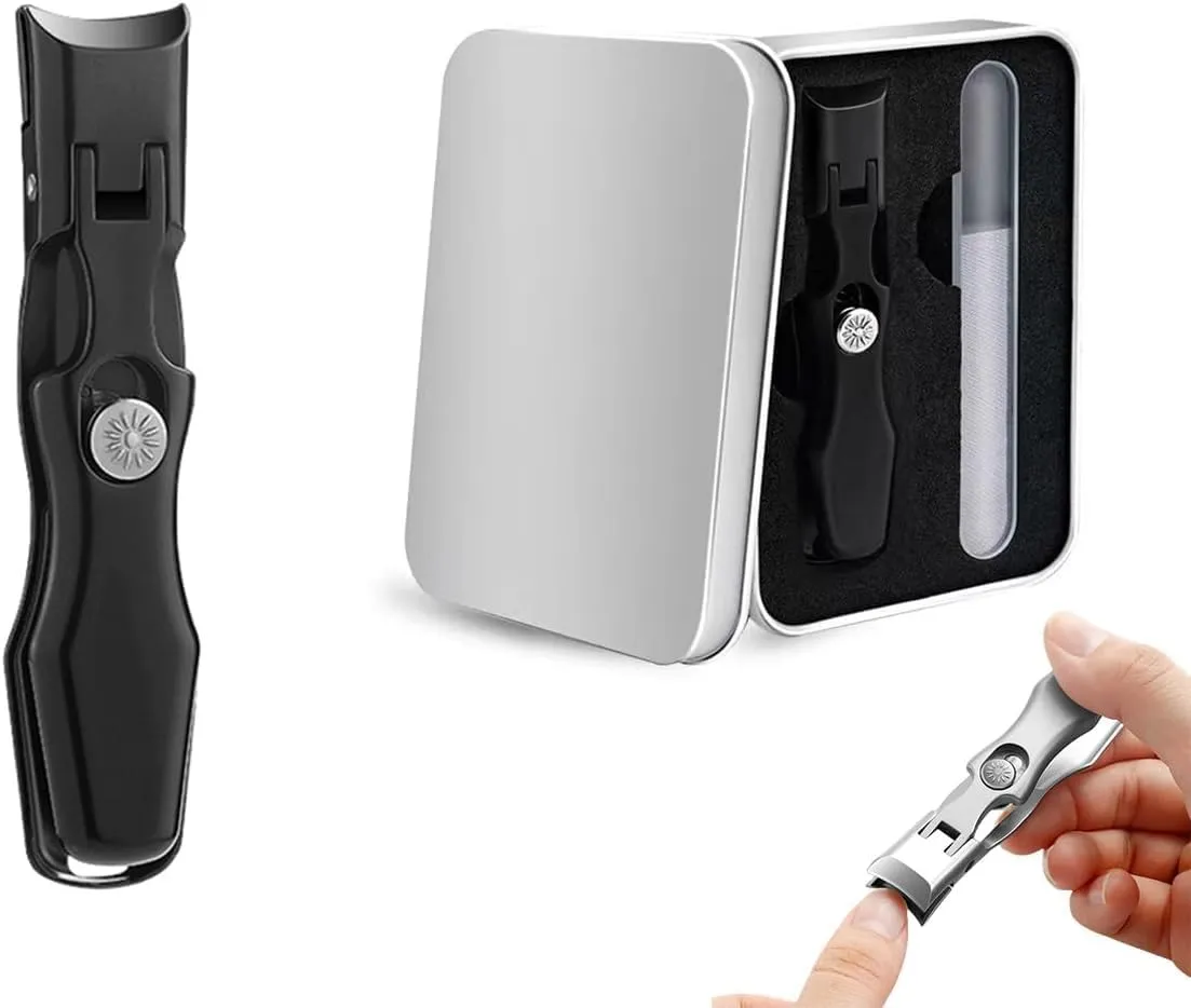 Mighty Clip Professional Nail Clippers, Heavy Duty Toe Nail Cutter with Storage Box, Multicolor (Black)