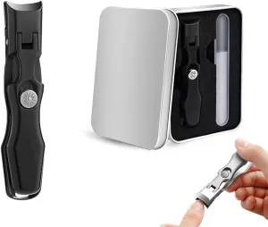 Mighty Clip Professional Nail Clippers, Heavy Duty Toe Nail Cutter with Storage Box, Multicolor (Black)