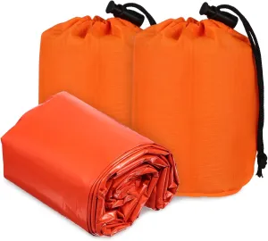 Mikikit 2-pc Emergency Sleeping Bags for Outdoor Warmth Waterproof Survival Bags Compact Storage for Camping