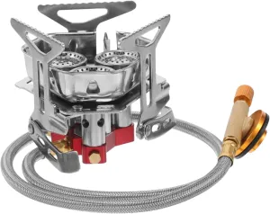 Mikikit Backpacker's Essential Portable Stainless Steel Camping Stove Triple Burners Windproof Design