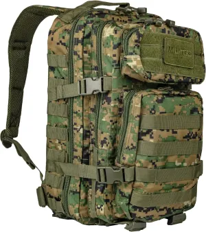 Mil-Tec Unisex Assault Pack - Rugged Durable Lightweight Ergonomic Versatile Tactical Outdoor Camping Hiking Backpack with Adjustable Padded Shoulder Straps & MOLLE Loops, Digital Woodland Camo, 36L