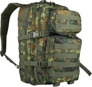 Mil-Tec Unisex Assault Pack - Rugged Durable Lightweight Ergonomic Versatile Tactical Outdoor Camping Hiking Backpack with Adjustable Padded Shoulder Straps & MOLLE Loops, Flecktarn Camo, 36L