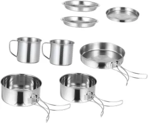 Milisten 1Set Outdoor Portable Cookware Stainless Steel Camping Cooking Kit for Hiking Lightweight and Easy to Carry Essential Kitchen Tools for Outdoor Cooking