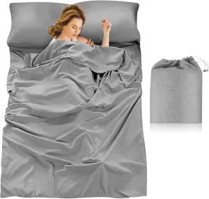Milisten Travel Sleep Sack for Hotels Lightweight Portable Sleeping Bag Liner for Backpacking Camping Hiking and Traveling Essentials Stylish Grey Design