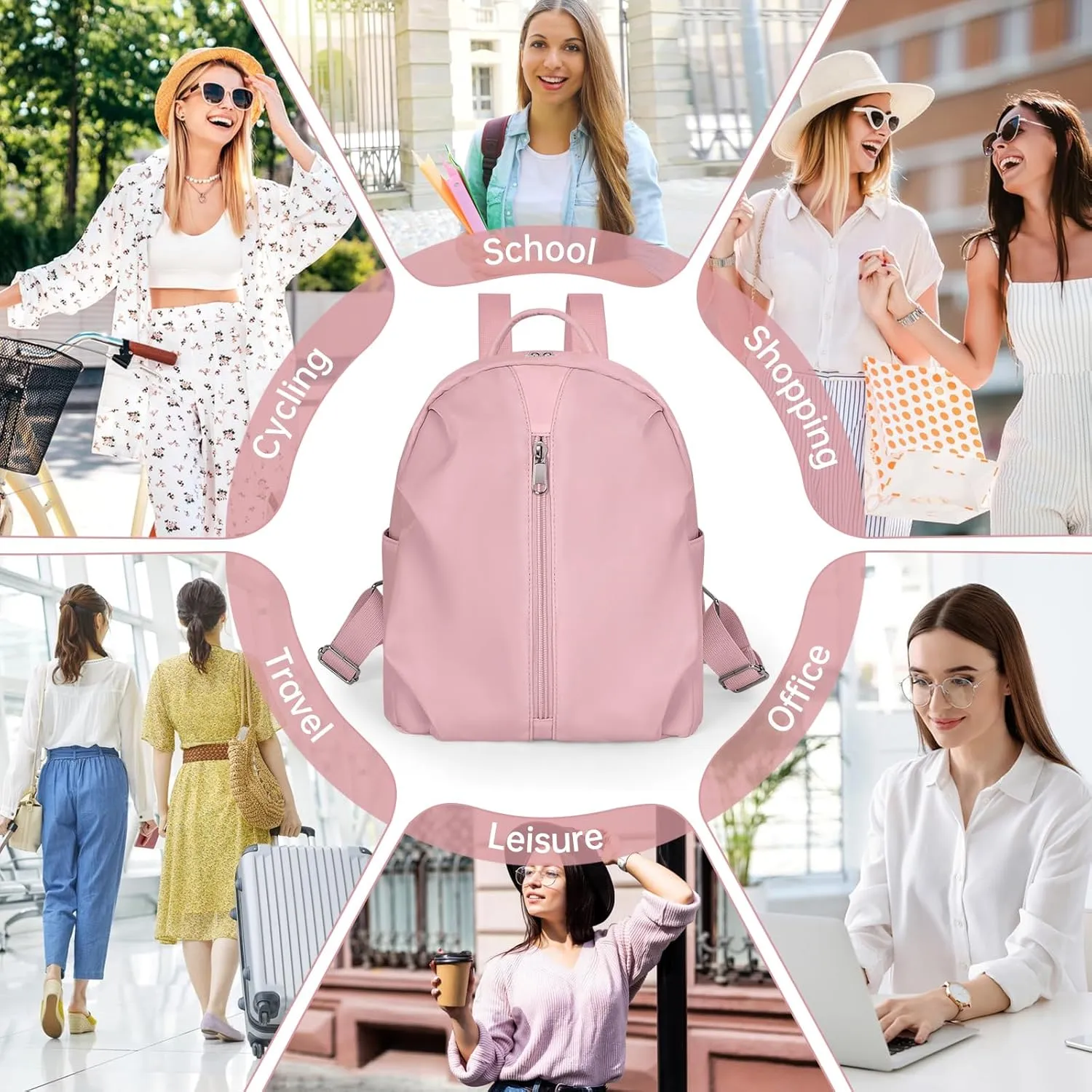 Mini Backpack Purse Small Cute Women Bag Lightweight Daypack for Travel (Pink)