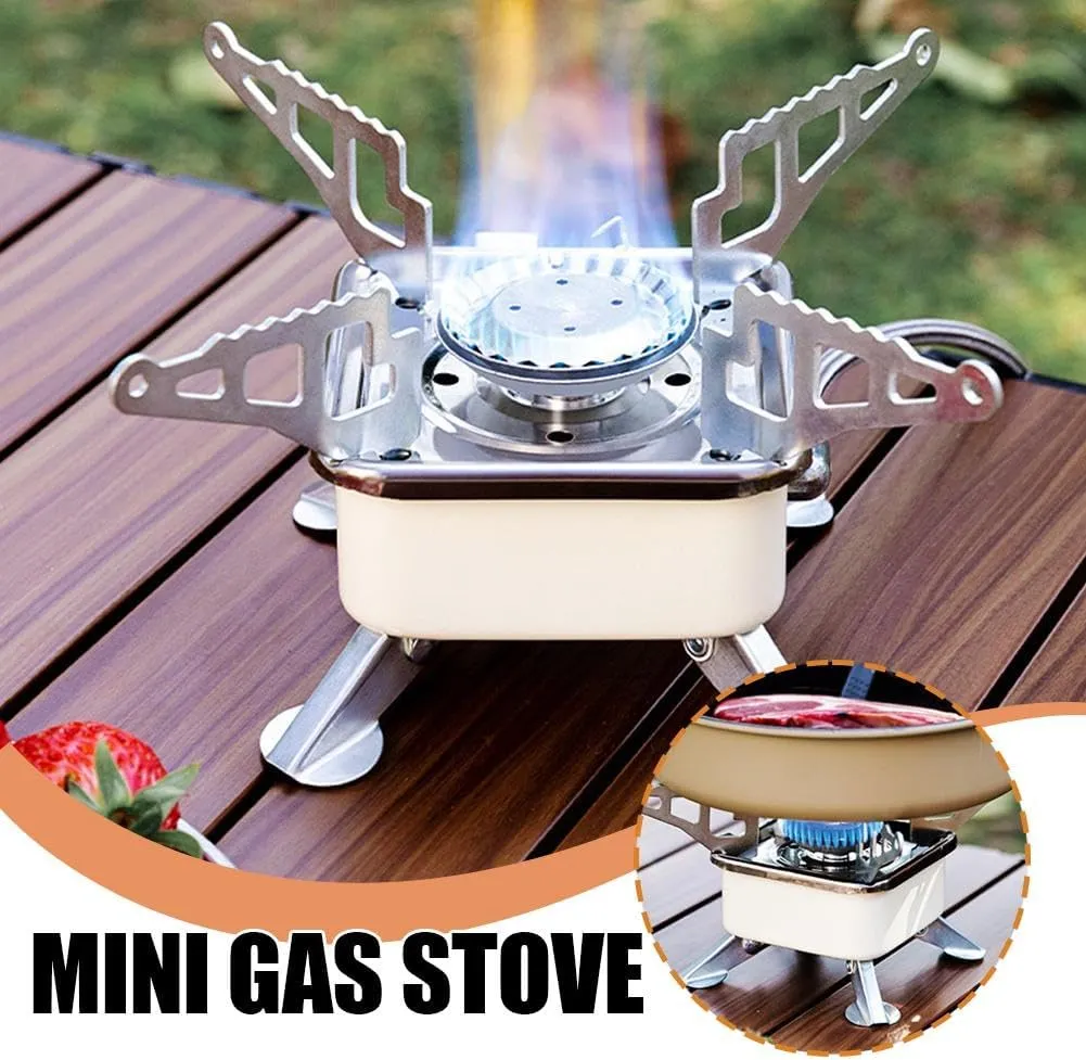 Mini Camping Stove, Camping Stove Portable Camping Stove, Folding Backpacking Camping Gas Stove Burner Lightweight Cooking Stove, for Outdoor Backpacking, Picnicking, Hiking (Extending The Gas Pipe)