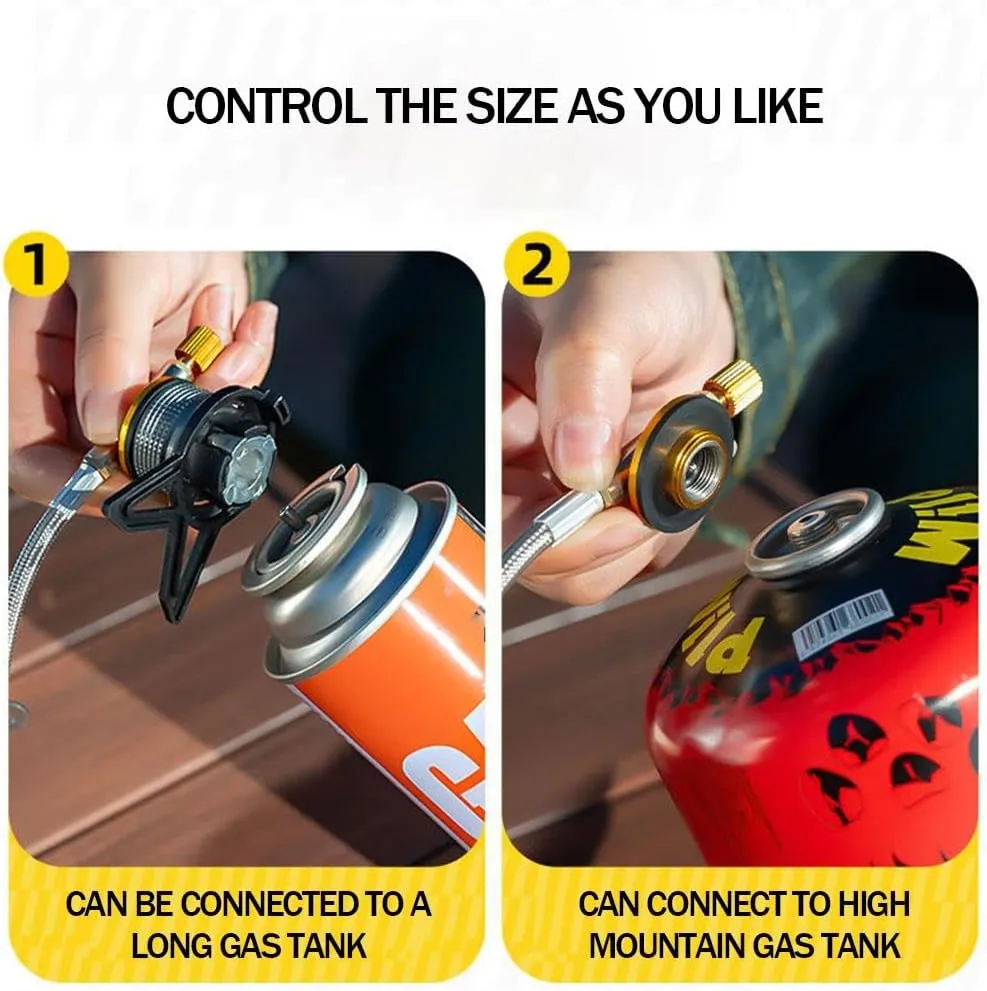 Mini Camping Stove, Camping Stove Portable Camping Stove, Folding Backpacking Camping Gas Stove Burner Lightweight Cooking Stove, for Outdoor Backpacking, Picnicking, Hiking (Extending The Gas Pipe)