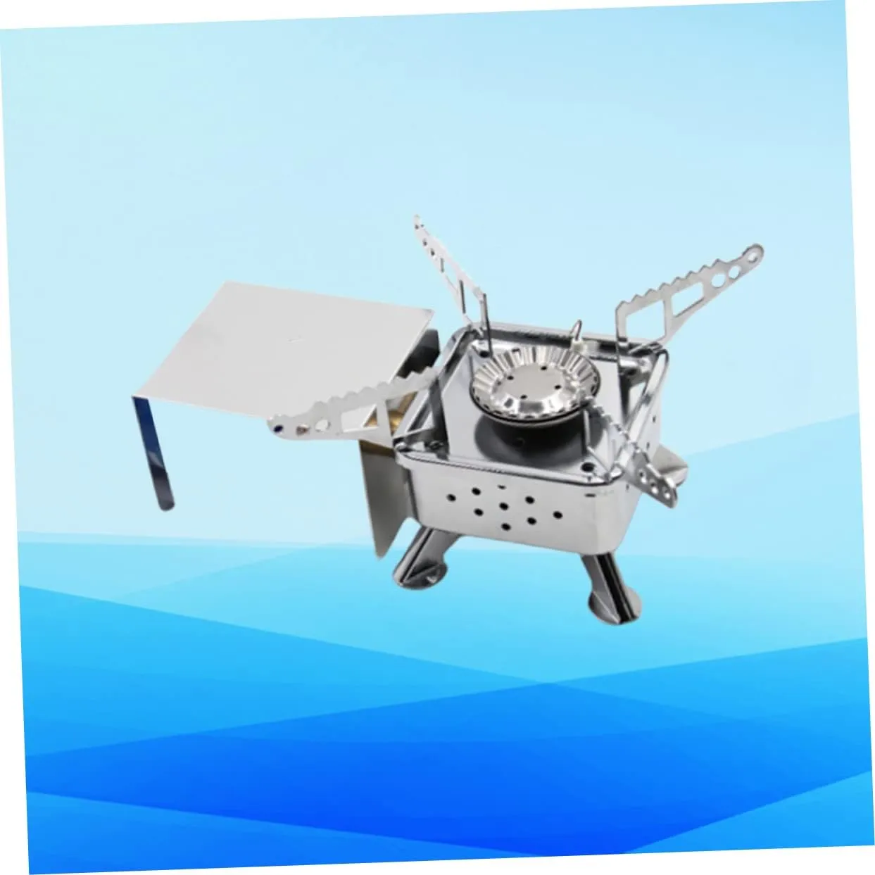 Mini Camping Stove Lightweight Folding Gas Cooker for Outdoor Cooking Portable Picnic Furnace with High-temperature Resistance Efficient for Hiking and Camping Activities Silver