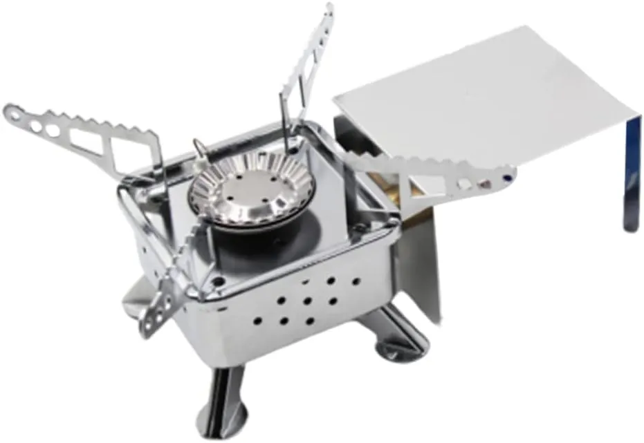 Mini Camping Stove Lightweight Folding Gas Cooker for Outdoor Cooking Portable Picnic Furnace with High-temperature Resistance Efficient for Hiking and Camping Activities Silver