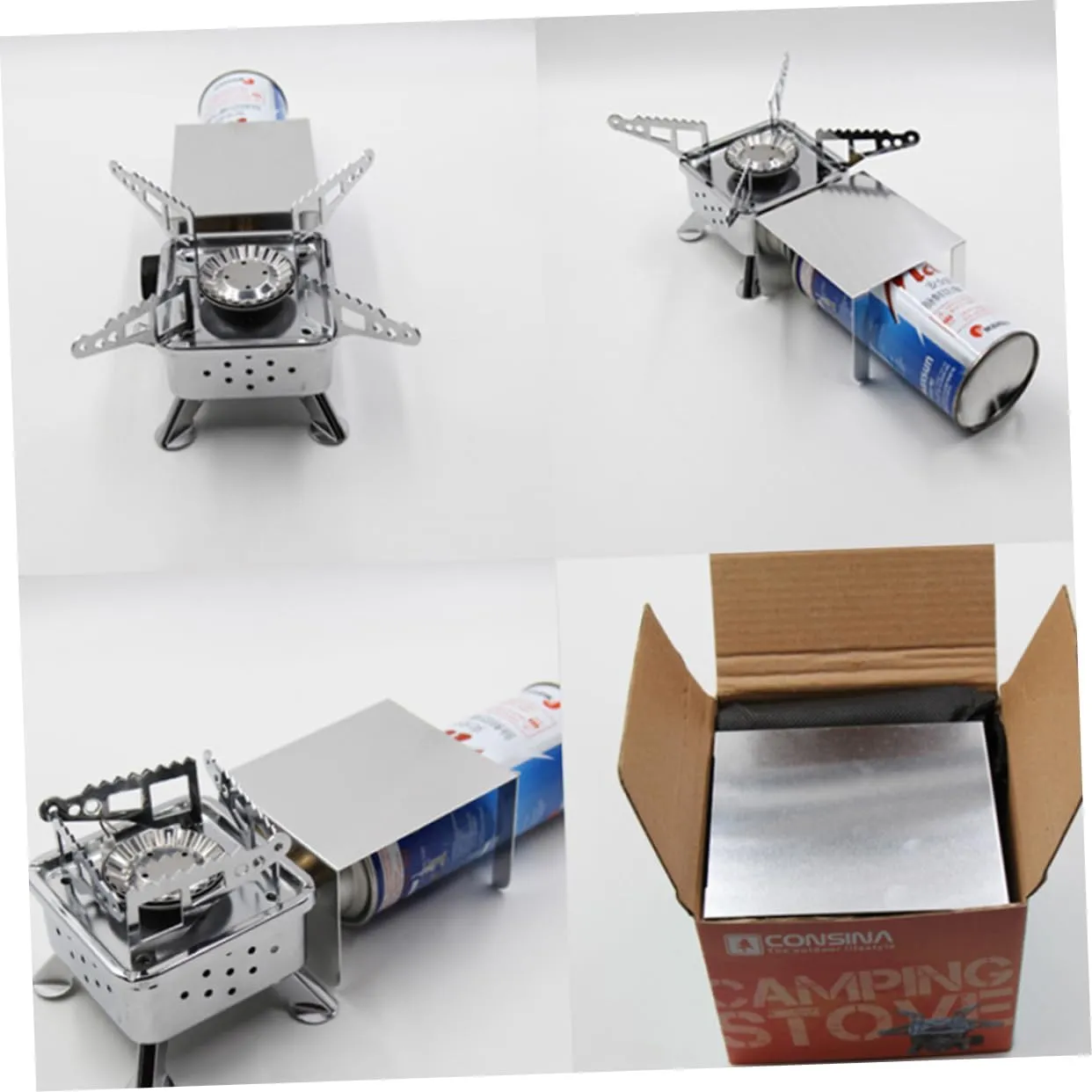 Mini Camping Stove Lightweight Folding Gas Cooker for Outdoor Cooking Portable Picnic Furnace with High-temperature Resistance Efficient for Hiking and Camping Activities Silver