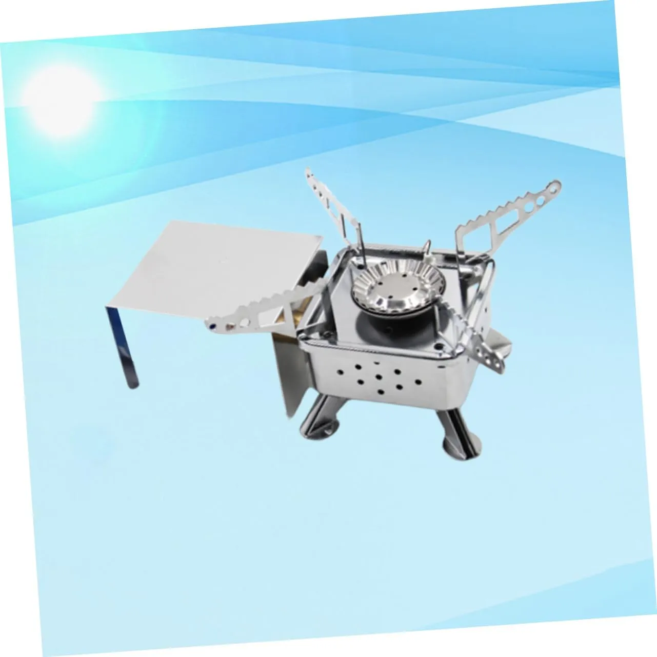 Mini Camping Stove Lightweight Folding Gas Cooker for Outdoor Cooking Portable Picnic Furnace with High-temperature Resistance Efficient for Hiking and Camping Activities Silver