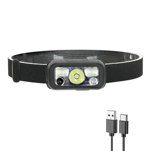 Mini Rechargeable Powerful Sensor Headlamp, 500LM USB Head Flashlight with 5W XPE LED, IPX4 Waterproof for Camping and Search Light