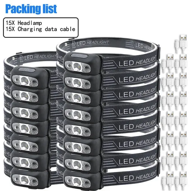 Mini Rechargeable Powerful Sensor Headlamp, 500LM USB Head Flashlight with 5W XPE LED, IPX4 Waterproof for Camping and Search Light