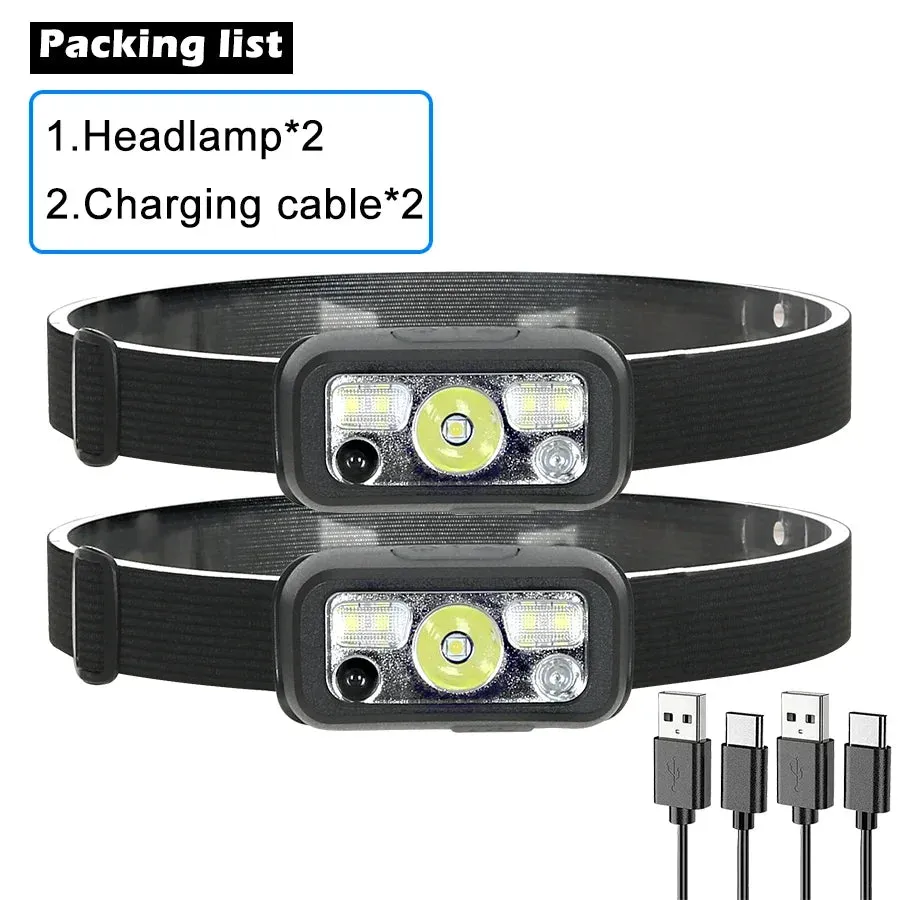 Mini Rechargeable Powerful Sensor Headlamp, 500LM USB Head Flashlight with 5W XPE LED, IPX4 Waterproof for Camping and Search Light