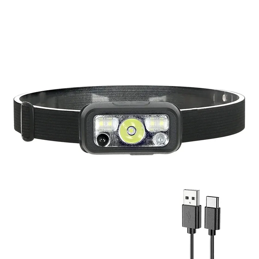 Mini Rechargeable Powerful Sensor Headlamp, 500LM USB Head Flashlight with 5W XPE LED, IPX4 Waterproof for Camping and Search Light