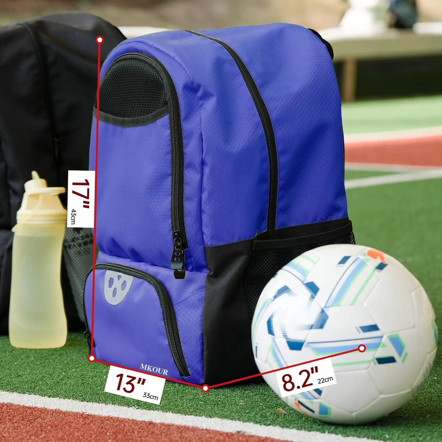 Mkour Soccer Bag - Football Basketball Volleyball Backpack with Ball Compartment and Holder