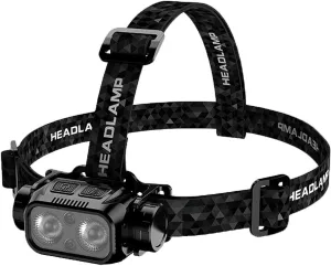 MODOAO LED Headlamp 3 Modes Super Bright Portable Head Lamp with 4 Lights High Lumen USB Rechargeable for Outdoor Bike Hiking Night Fishing (Black)