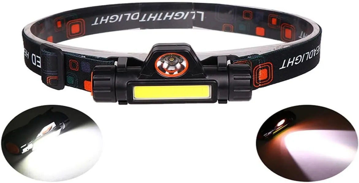 MODOAO Super Bright COB Headlamp Adjustable Light Lightweight Headlight Waterproof Headlamp Magnetic with Battery Powered for Hiking Fishing Running (1)