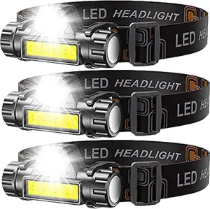 MODOAO Super Bright COB Headlamp Adjustable Light Lightweight Headlight Waterproof Headlamp Magnetic with Battery Powered for Hiking Fishing Running (3)