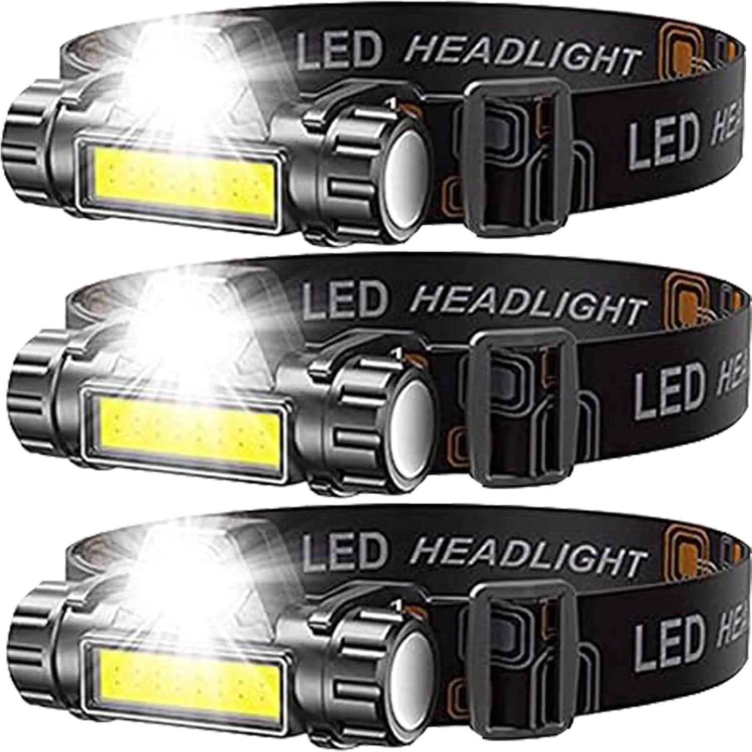 MODOAO Super Bright COB Headlamp Adjustable Light Lightweight Headlight Waterproof Headlamp Magnetic with Battery Powered for Hiking Fishing Running (3)
