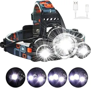 Mollo Headlamp Flashlight Rechargeable 20000 Lumen Ultra Bright Head Lamp Hard Hat Light Headlight Safety Light Zoomable Waterproof Headlamp for Work Hunting Hiking Running Repairing Fishing Cycling