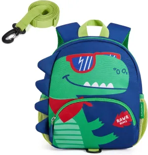 mommore Toddler Backpack for Boys 2-4, 3D Cartoon Mini Kids Travel Bag, Small Baby Backpack with Toddler Leash, Chest Buckle, Water-Resistant Pre-K Schoolbag, Dinosaur