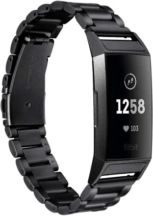 Moran Stainless Steel Watch Band Compatible with Fitbit Charge 4/Charge 3/SE Replacement Metal Bracelet Strap Women Men