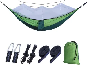 Mosquito Net Camping Hammock,Lightweight Double Hammock,Parachute Nylon Hammocks,Portable Hammocks Outdoor Hiking Travel Green A 260x140cm
