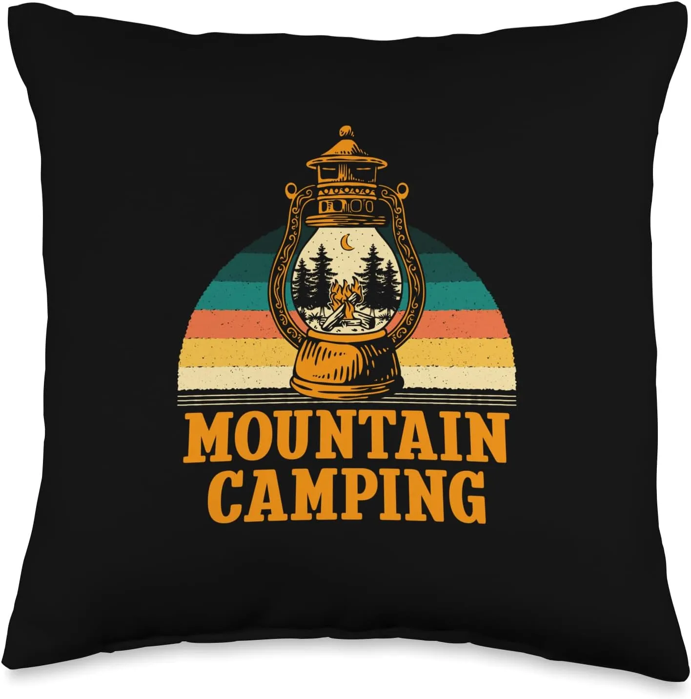 Mountain Camping Wildlife Hiking Outdoor Hiker Camper Forest Throw Pillow, 16x16, Multicolor