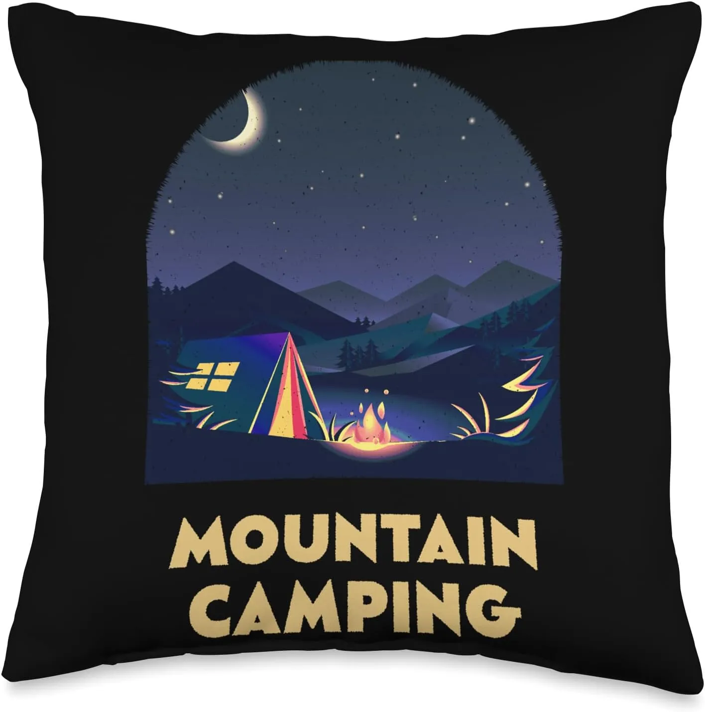 Mountain Camping Wildlife Hiking Outdoor Hiker Camper Forest Throw Pillow, 16x16, Multicolor