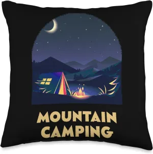 Mountain Camping Wildlife Hiking Outdoor Hiker Camper Forest Throw Pillow, 16x16, Multicolor