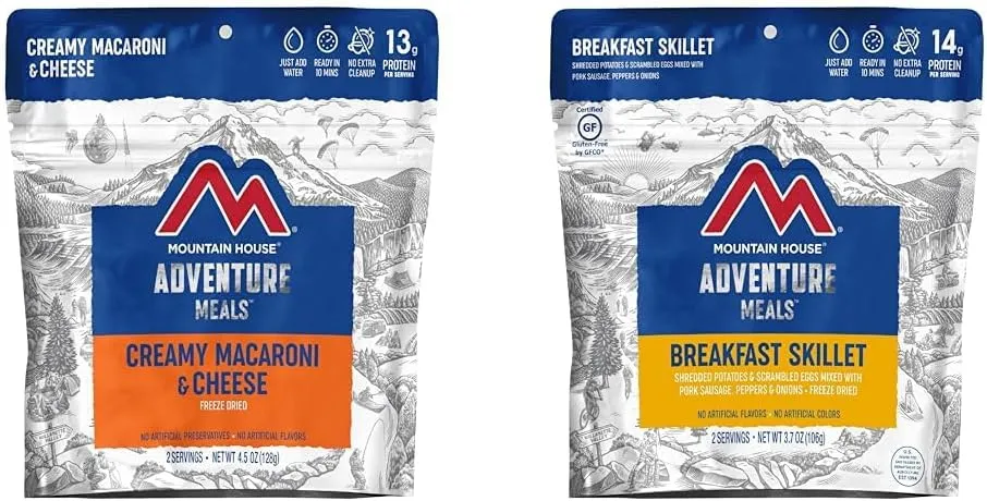 Mountain House Creamy Macaroni & Cheese | Freeze Dried Backpacking & Camping Food | 2 Servings & Breakfast Skillet | Freeze Dried Backpacking & Camping Food | 2 Servings | Gluten-Free