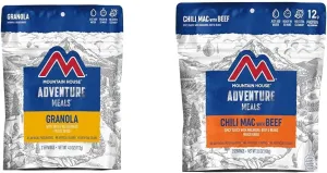 Mountain House Granola with Milk & Blueberries | Freeze Dried Backpacking & Camping Food | 2 Servings & Chili Mac with Beef | Freeze Dried Backpacking & Camping Food | 2-Servings