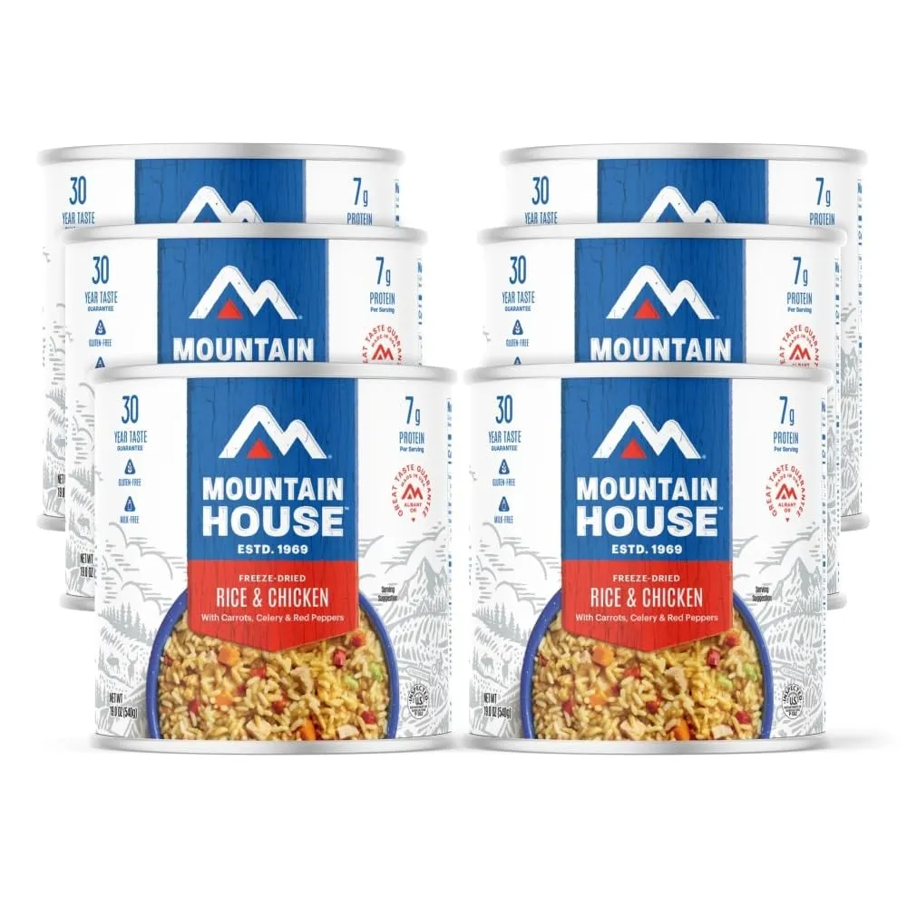 Mountain House Rice & Chicken #10 Can| Freeze-Dried Backpacking & Camping Food| Survival & Emergency Food | Gluten-Free | 6-Pack