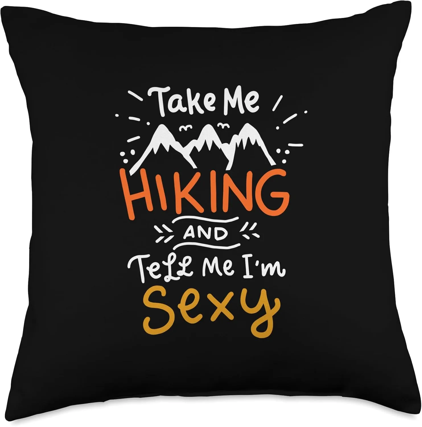 Mountains Hiking Sexy Wanderlust Camper Camping Lakeside Throw Pillow, 18x18, Multicolor