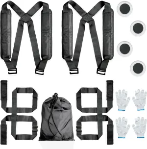 Moving Straps, 2-Person Lifting and Moving System – Adjustable Shoulder Dolly for Moving Furniture, Appliances, and Goods - Complete with Non-Slip Gloves, Furniture Sliders, and Carrying Bag